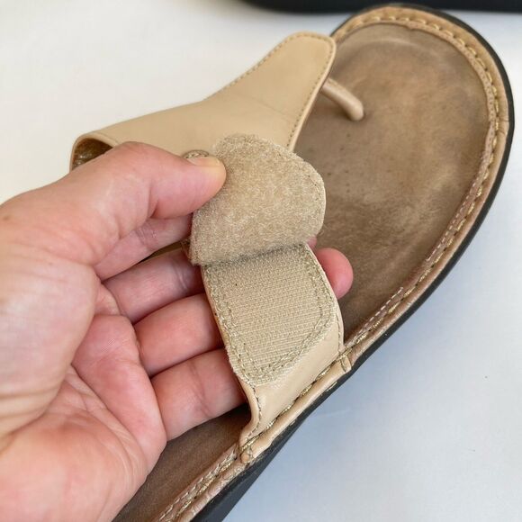 Alegria Womens Van 638 Tan Beige Leather Comfort Slide Thong Sandals Eu 40- US 9 - Picture 13 of 15